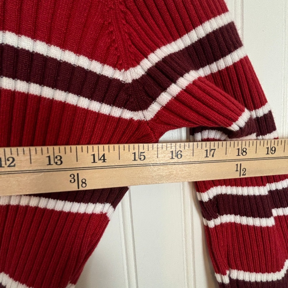 Edikted Striped Crop Top Womens S Red Ribbed Polo Y2K Retro Preppy Academia - Picture 9 of 12